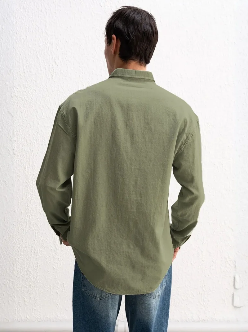 جيستو GIESTO Cotton Oversized Button-Up Shirt